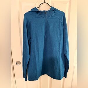 NWT Gaiam Men's Serenity Flow L/S Hoodie in Submerged Heather Quarter Zip